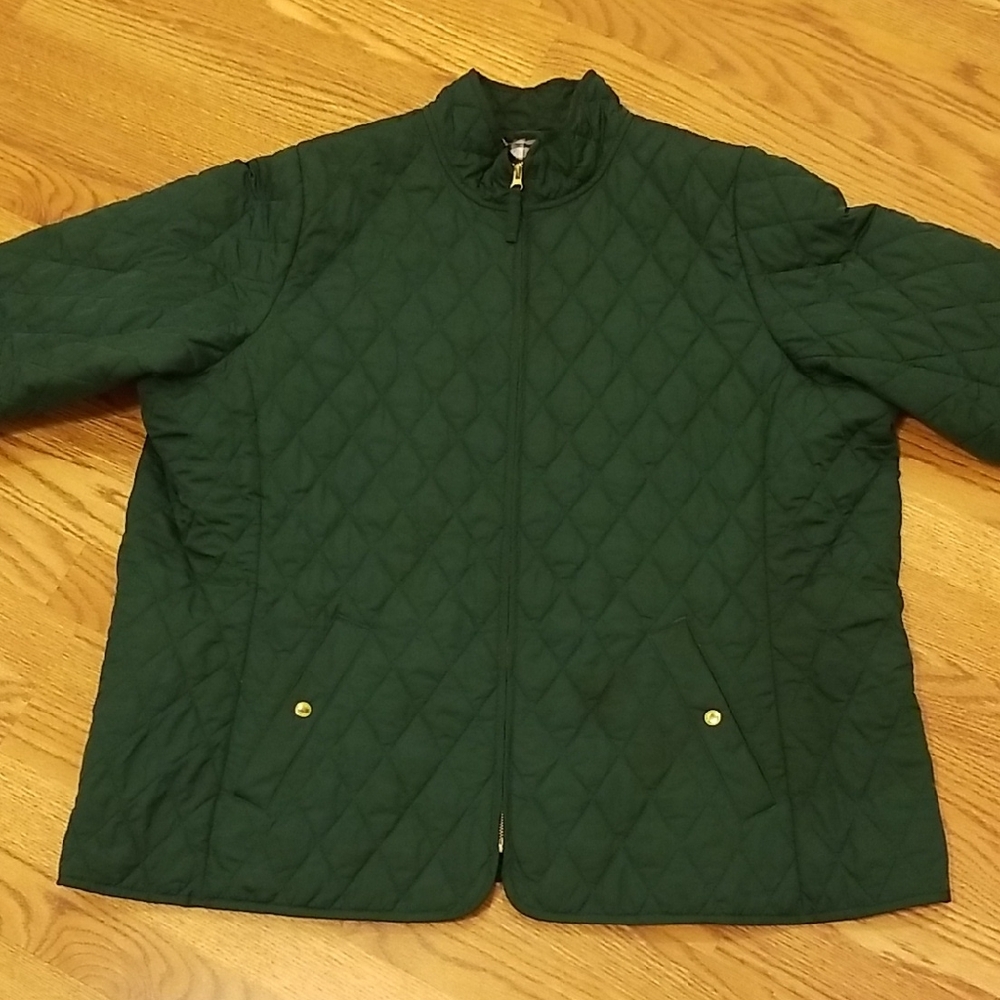 Lands' End Women's Dark Green Quilted Puffer Jacket